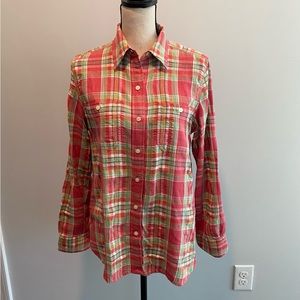 Lauren Ralph Lauren Denim Flannel Aztec Print Button Up Shirt Women’s Medium